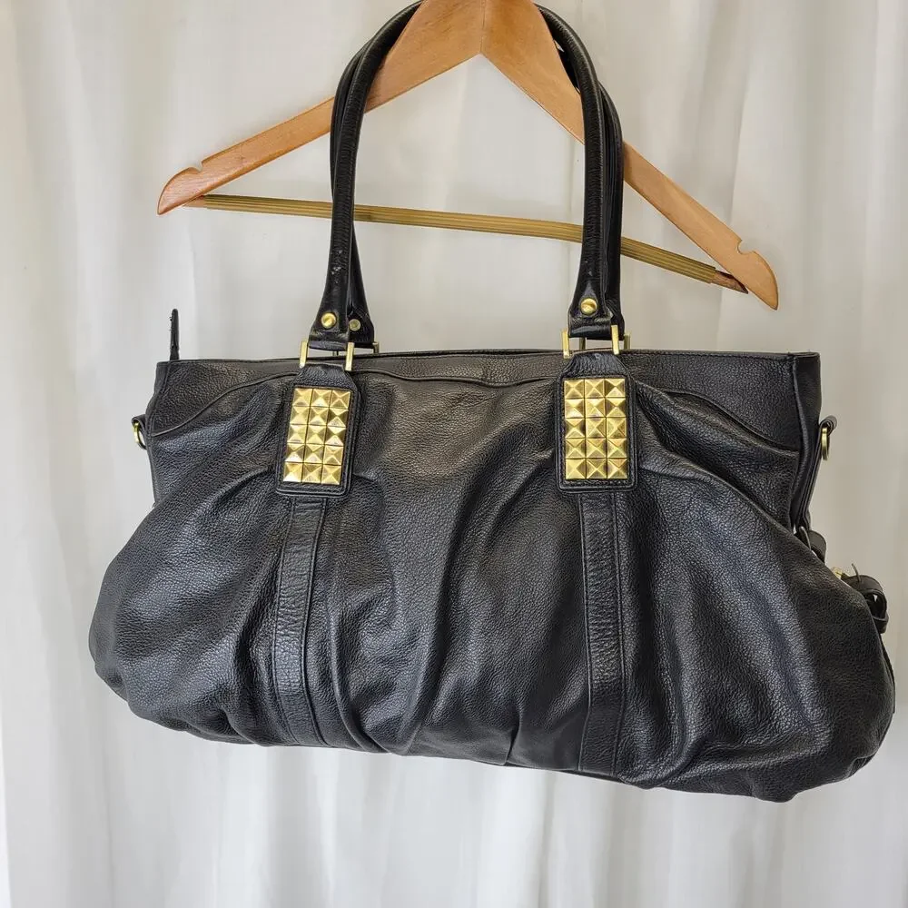 Fenn Wright Manson Large Black Leather Hobo with Bronze Hardware